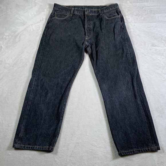 Levis 501 Original Fit Jeans Mens 36x27 Gray Straight Leg Button Fly Denim - Picture 1 of 13